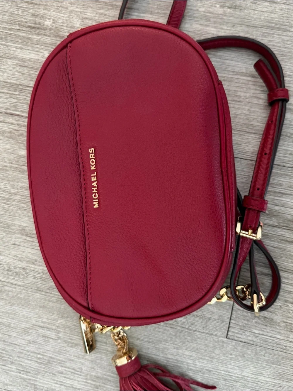 Michael Kors Women’s Red Studded Crossbody Bag with Tassel